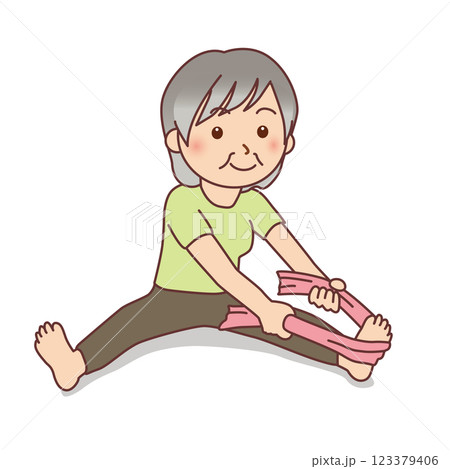 足の後ろのストレッチをする高齢者 123379406