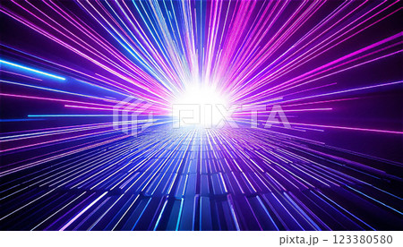 放射状に光線が乱れ飛ぶサイバー空間 123380580