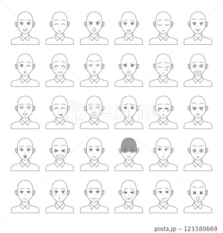 色々な表情の男の子 セット 30パターン 坊主 123380669