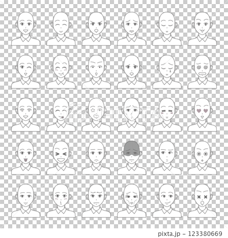 色々な表情の男の子 セット 30パターン 坊主 123380669