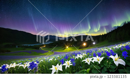 水仙の花と星の軌跡 123381135