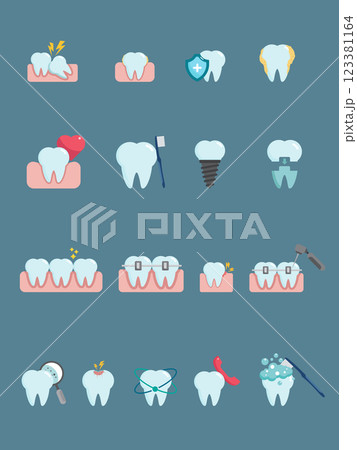 set of tooth mouth oral healthy care 123381164