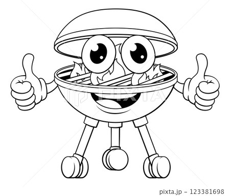 Barbecue Cartoon Mascot Charcoal BBQ Person 123381698