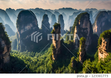 landscape with waterfall 123381773