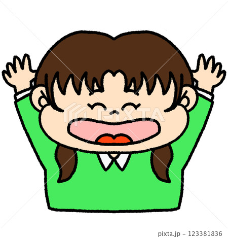 バンザイをして喜ぶ女の子のイラスト 123381836