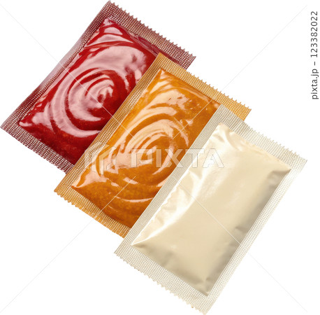 Silky Smooth Condiment Packets in Red Orange and White Gradients for Packaging Design and Food Silky Smooth Condiment Packets in Red Orange and White Gradients for Packaging Design and Food 123382022
