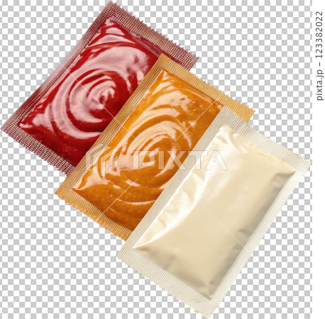 Silky Smooth Condiment Packets in Red Orange and White Gradients for Packaging Design and Food Silky Smooth Condiment Packets in Red Orange and White Gradients for Packaging Design and Food 123382022