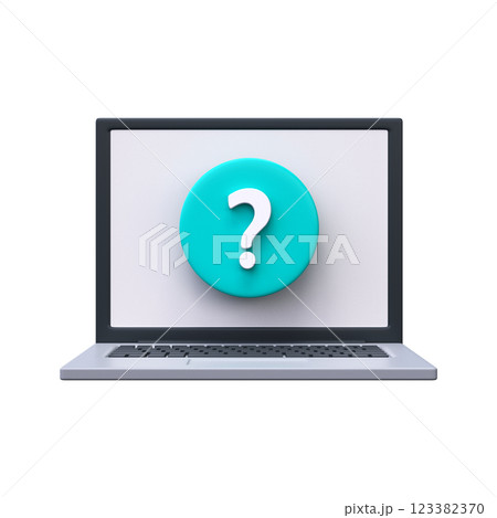3d Laptop icon with a question mark 3d Laptop icon with a question mark 123382370
