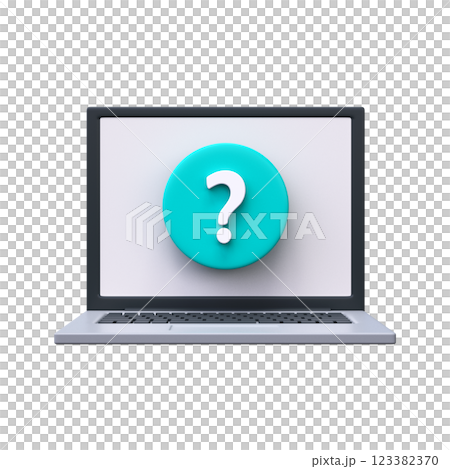3d Laptop icon with a question mark 3d Laptop icon with a question mark 123382370