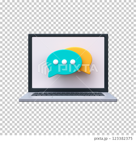 Chat icon on laptop in 3D style 123382375