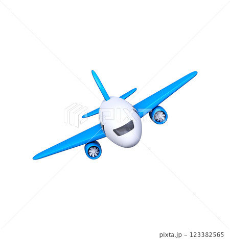 Passenger airplane symbol, front view. 3D airplane travel icon. Passenger airplane symbol, front view. 3D airplane travel icon. 123382565