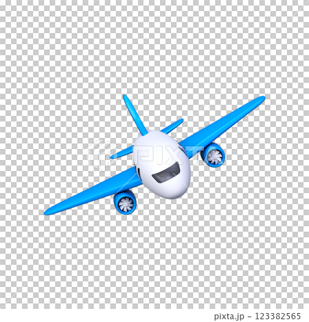 Passenger airplane symbol, front view. 3D airplane travel icon. Passenger airplane symbol, front view. 3D airplane travel icon. 123382565