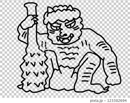 日本民間故事中桃太郎惡魔的插圖 123382694