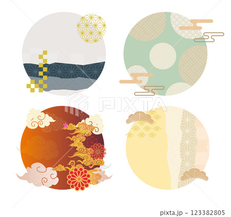 モダン和風フレーム枠背景 モダン和風フレーム枠背景 123382805