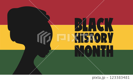 Black History Month. African American History.Card, background.Horizontal banner template design, poster with text. 123383481