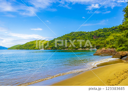Mangrove and Pouso beach on tropical island Ilha Grande Brazil. 123383685