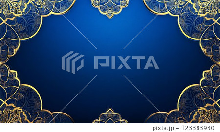ゴールドの装飾が施された高級感のある青い背景 123383930