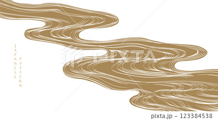 Japanese background with hand drawn line wave pattern vector. Abstract template with geometric curve pattern. Natural layout design in oriental style Japanese background with hand drawn line wave pattern vector. Abstract template with geometric curve pattern. Natural layout design in oriental style 123384538