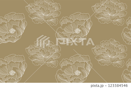 Japanese background with Asian traditional icon vector. Peony flower elements. Geometric pattern in vintage style. Invitation card design. Japanese background with Asian traditional icon vector. Peony flower elements. Geometric pattern in vintage style. Invitation card design. 123384546