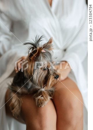 bride young girl in lingerie in the morning in the room bride young girl in lingerie in the morning in the room 123384794