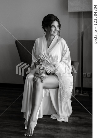 bride young girl in lingerie in the morning in the room bride young girl in lingerie in the morning in the room 123384804