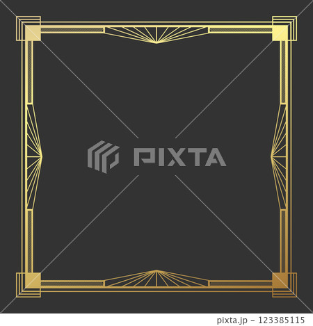 Elegant golden Art Deco geometric frame. Vintage retro Art Deco border design in square shape. Vector illustration Elegant golden Art Deco geometric frame. Vintage retro Art Deco border design in square shape. Vector illustration 123385115