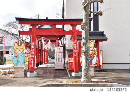 冬の北海道函館市で伏白稲荷神社境内の風景を撮影 冬の北海道函館市で伏白稲荷神社境内の風景を撮影 123385376