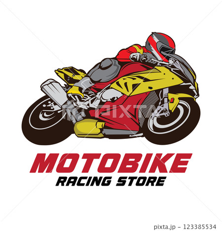 Motorbike racing vector illustration logo design, good for t shirt design and Team racing logo 123385534