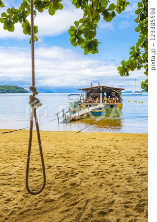 Mangrove and Pouso beach with swimming restaurant Ilha Grande Brazil. Mangrove and Pouso beach with swimming restaurant Ilha Grande Brazil. 123385598