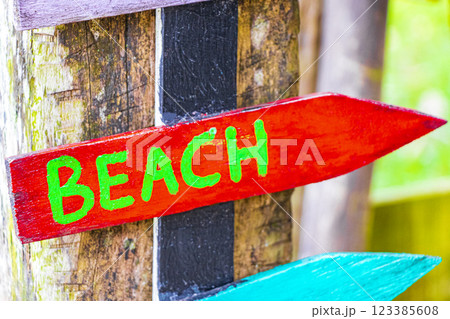 Sand beach surf relax colorful directional arrows Ilha Grande Brazil. Sand beach surf relax colorful directional arrows Ilha Grande Brazil. 123385608