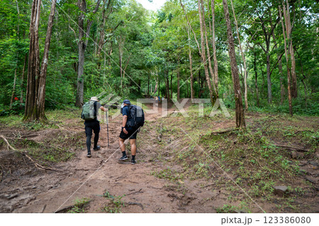 Hiking in forest at national park, Loei Province Thailand. 123386080