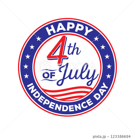 America Happy Independence Day vector illustration badge design, perfect for sticker and t shirt event design 123386684