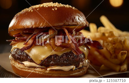 ハンバーガーとポテト 123387710