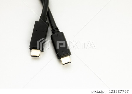 白背景の2本のusb-cケーブルのあるイメージ風景 123387797