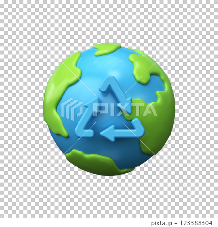 3d illustration of planet earth with a recycling sign. Environmental protection 3d illustration of planet earth with a recycling sign. Environmental protection 123388304