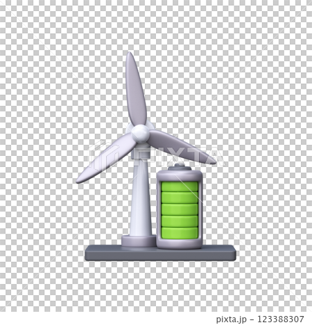 Wind turbine 3d icon. Symbol of clean and renewable energy 123388307