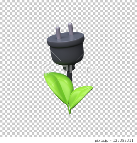3d Green leaf with a plug. Ecology icon 3d Green leaf with a plug. Ecology icon 123388311