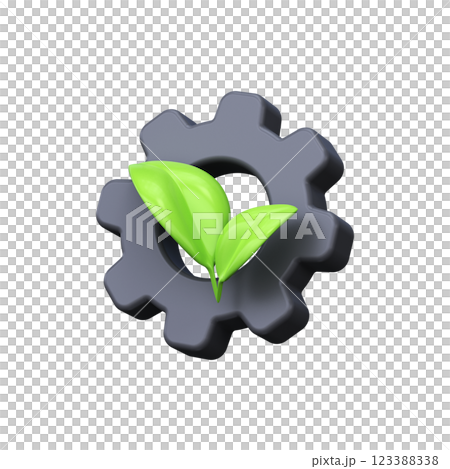 Gear with Leaf 3d Icon. Eco industry icon and ecological industry 123388338