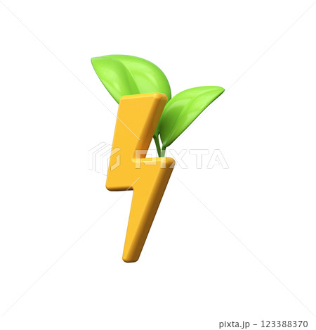 Eco Power Energy. 3d Sheet with lightning icon. Eco Power Energy. 3d Sheet with lightning icon. 123388370