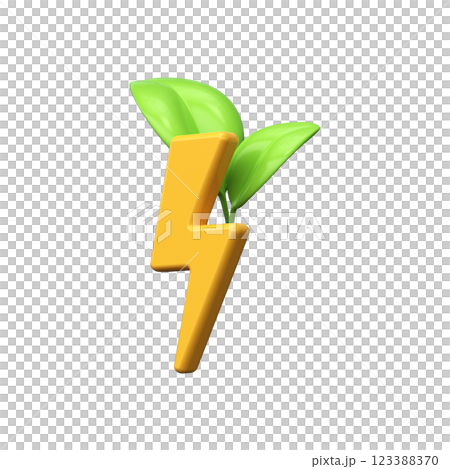 Eco Power Energy. 3d Sheet with lightning icon. Eco Power Energy. 3d Sheet with lightning icon. 123388370