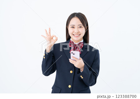 スマホを使う女子高生 スマホを使う女子高生 123388700