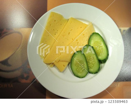 Fresh Cucumber Dish on Tableware Fresh Cucumber Dish on Tableware 123389463