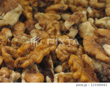Walnuts close view background Walnuts close view background 123389481