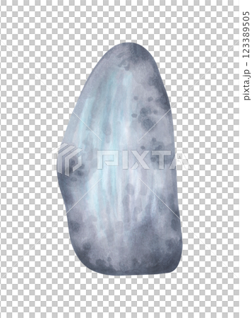 Sea rock. Watercolor and marker illustration. Rock clipart for landscape design and nature scenes. Hand drawn isolated art. Geological minerals drawing. Pebbles for ocean design 123389505