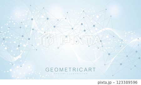 Digital abstract connection dots and lines. Network connection structure. Technology polygonal background. Plexus effect. Vector Illustration. 123389596