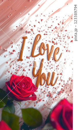 Floral greeting card and I love you text Floral greeting card and I love you text 123389794