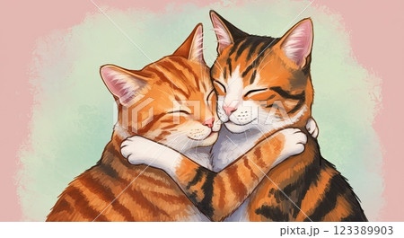Adorable cats embracing: warm and fuzzy moments of feline affection Adorable cats embracing: warm and fuzzy moments of feline affection 123389903