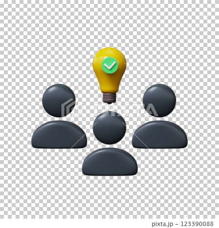 Teamwork icon. Search for new solution ideas, brainstorming 3D render 123390088