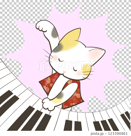 A cute illustration of a cat playing the piano A cute illustration of a cat playing the piano 123390861