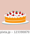 Delicious strawberry cake with whipped cream icing, perfect for celebrations, birthdays, and special occasions. A beautifully decorated dessert illustration for bakery and food themes 123390870